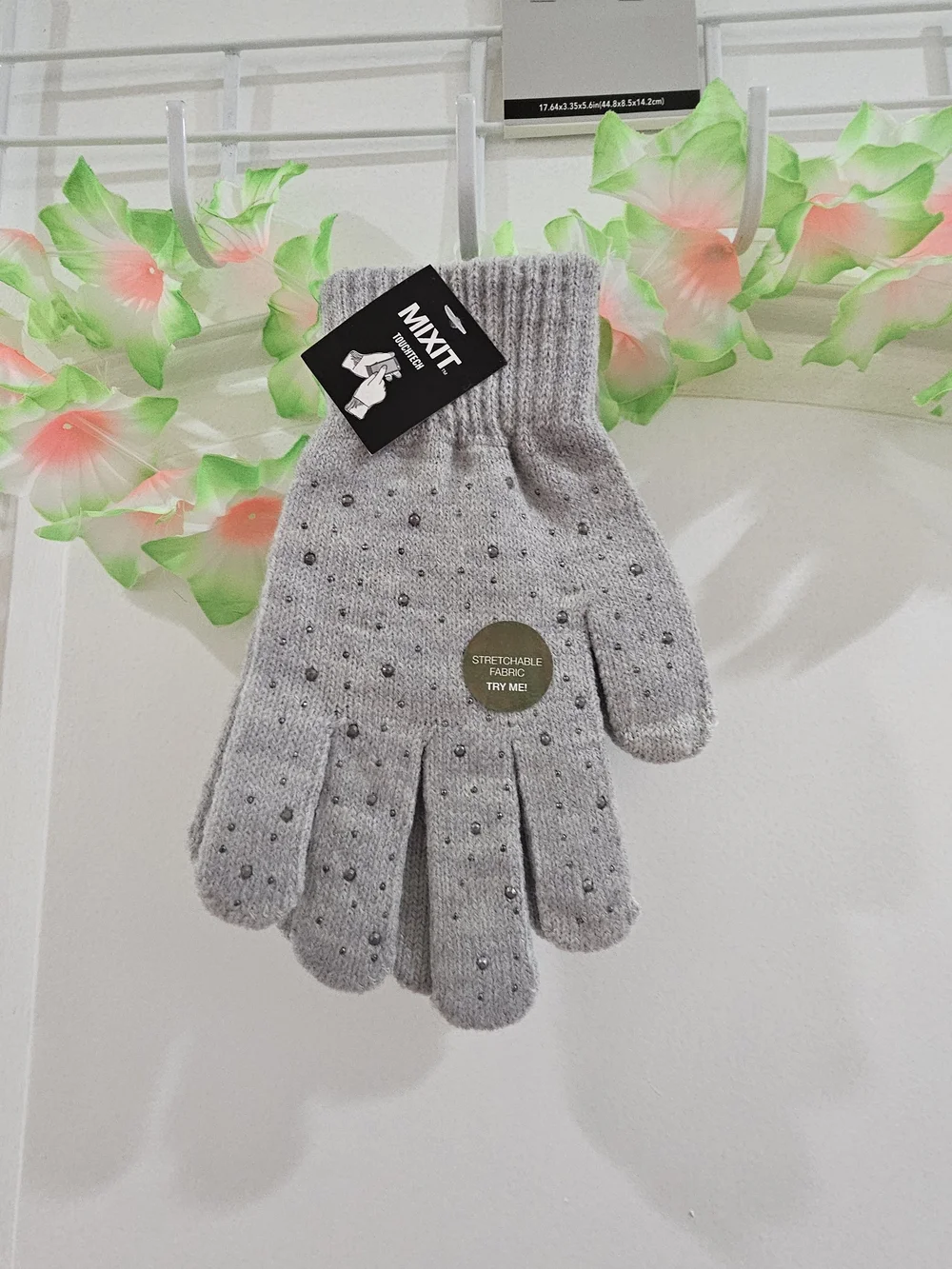 MIXXT Gray Knit Gloves with Stud Accents